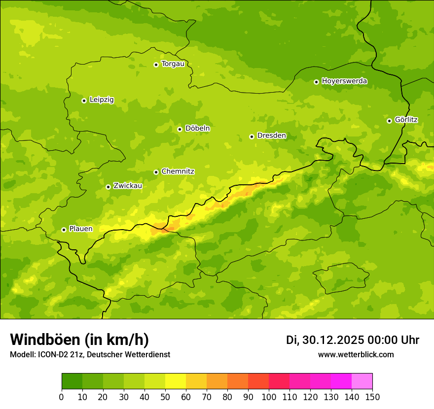 Modellkarten Windgeschwindigkeit