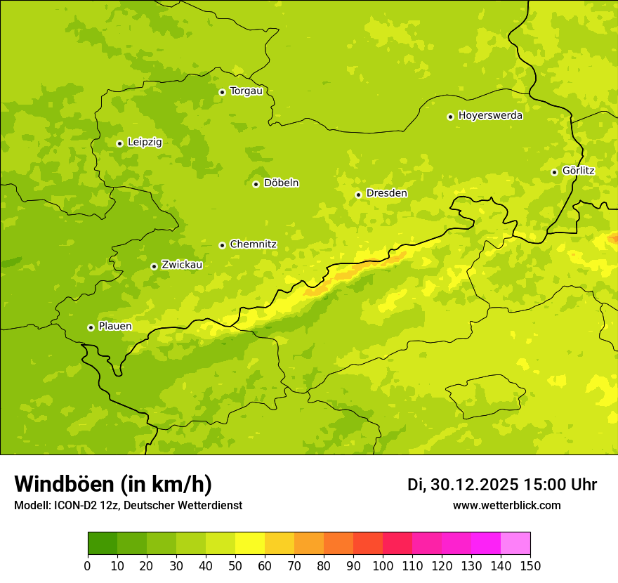 Modellkarten Windgeschwindigkeit