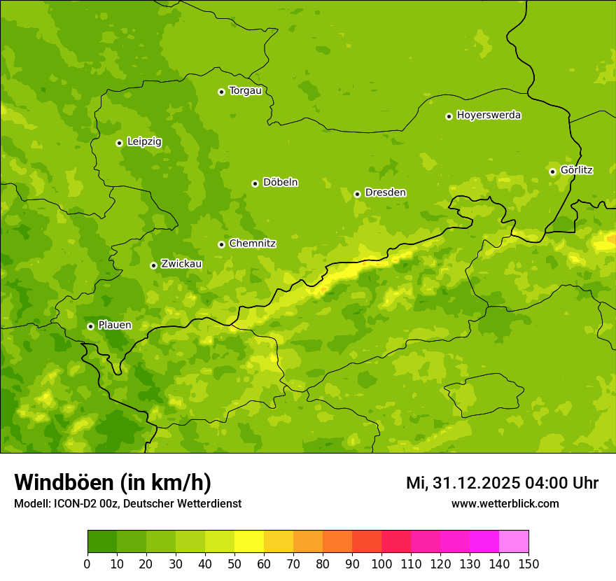 Modellkarten Windgeschwindigkeit