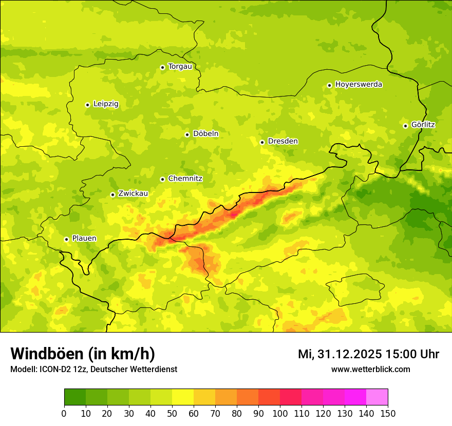 Modellkarten Windgeschwindigkeit