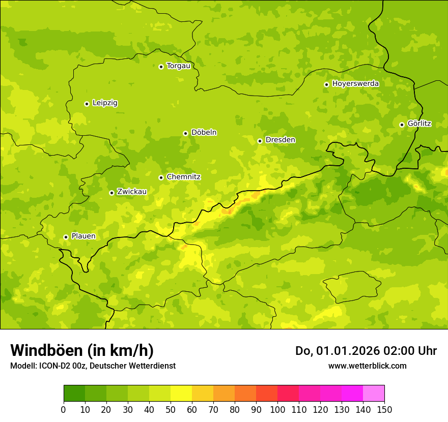 Modellkarten Windgeschwindigkeit