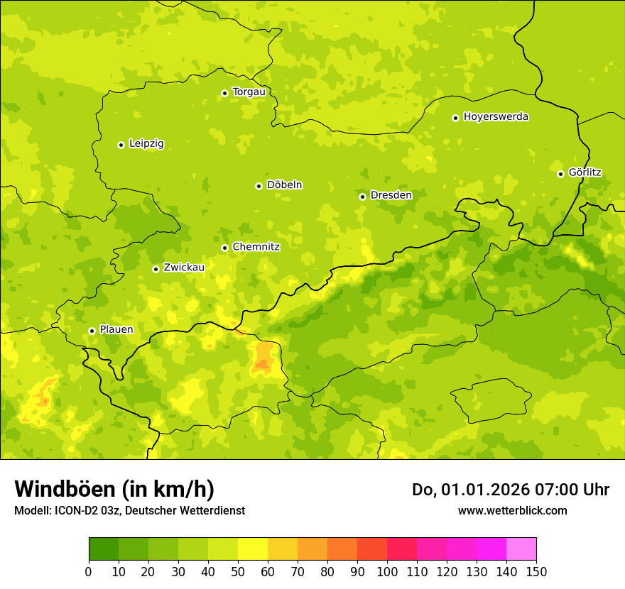 Modellkarten Windgeschwindigkeit