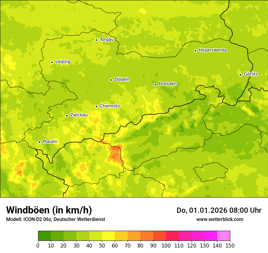 Modellkarten Windgeschwindigkeit