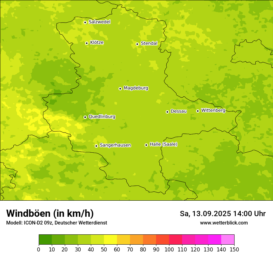Modellkarten Windgeschwindigkeit