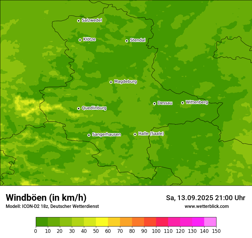 Modellkarten Windgeschwindigkeit