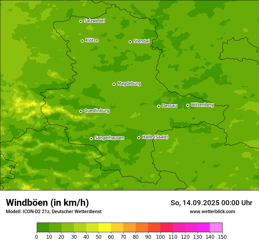 Modellkarten Windgeschwindigkeit