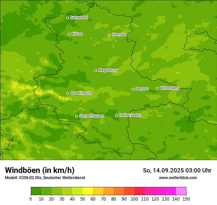 Modellkarten Windgeschwindigkeit