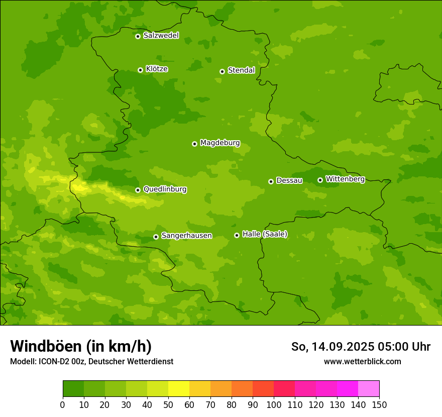 Modellkarten Windgeschwindigkeit