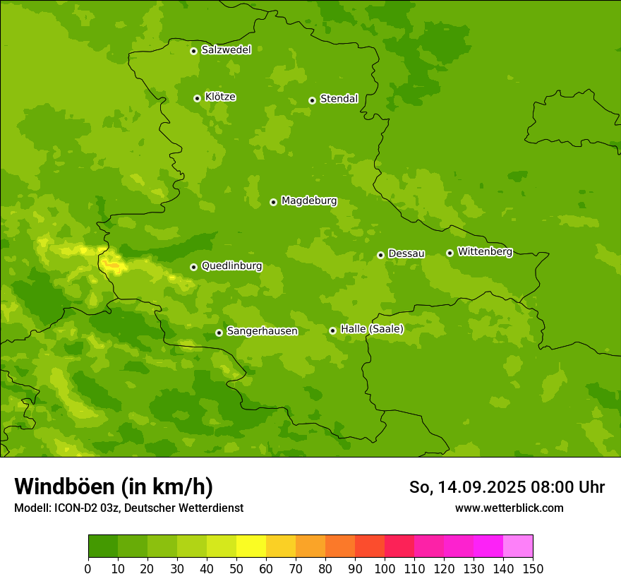 Modellkarten Windgeschwindigkeit