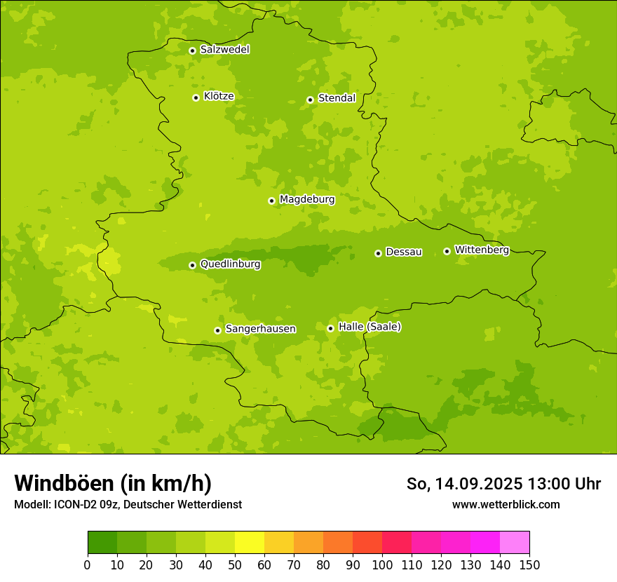 Modellkarten Windgeschwindigkeit