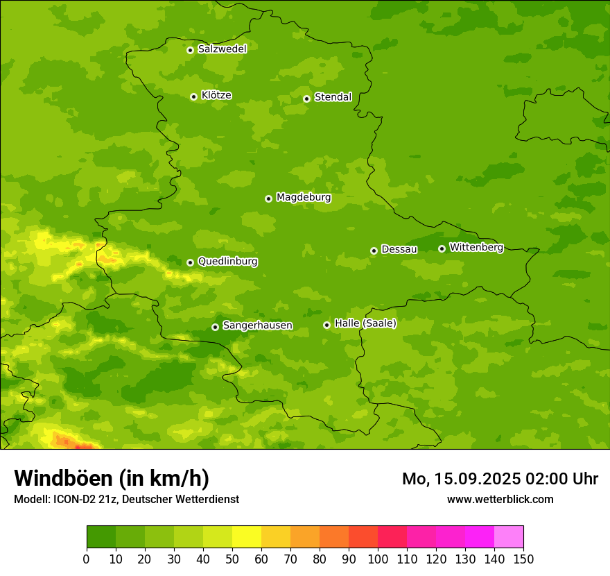 Modellkarten Windgeschwindigkeit