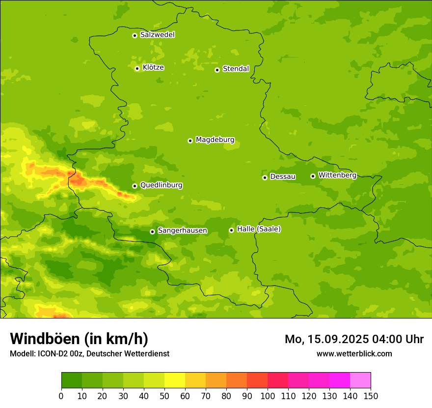 Modellkarten Windgeschwindigkeit
