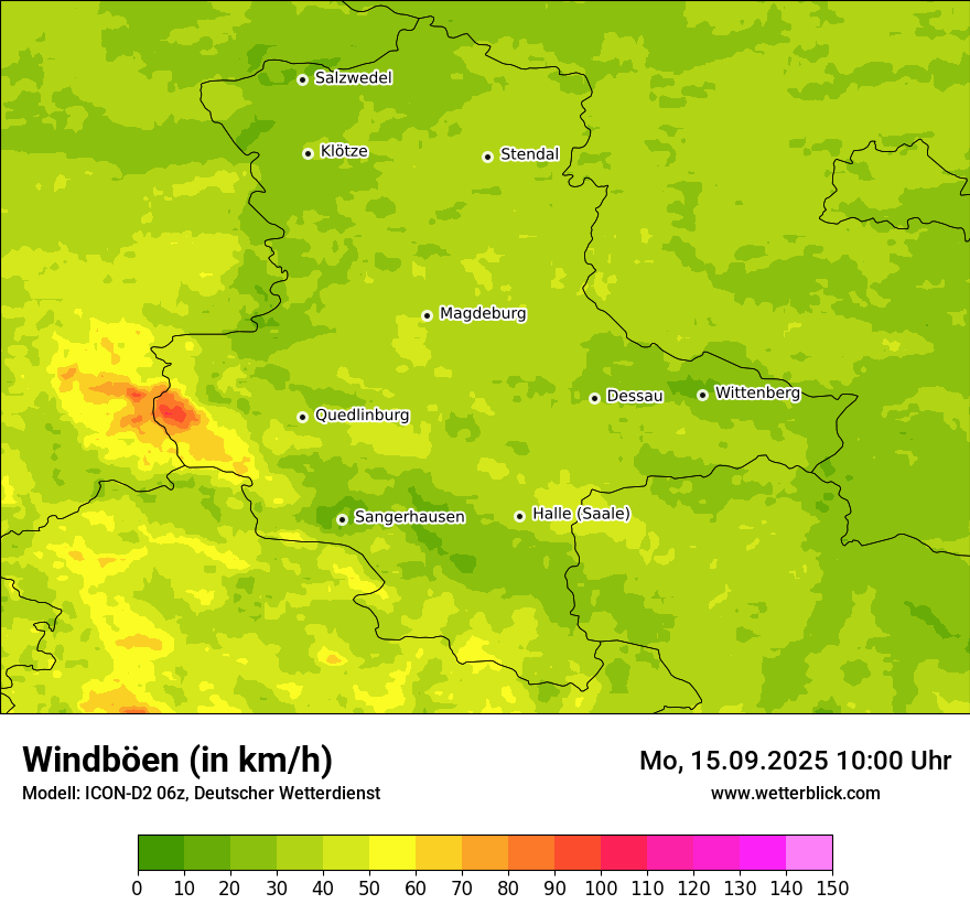 Modellkarten Windgeschwindigkeit