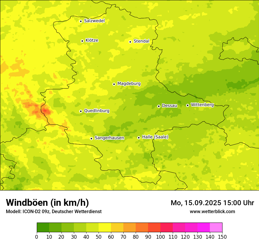 Modellkarten Windgeschwindigkeit