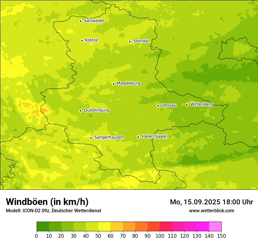 Modellkarten Windgeschwindigkeit