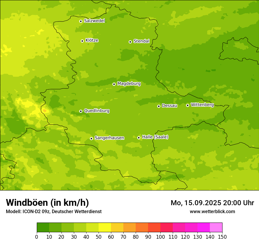 Modellkarten Windgeschwindigkeit