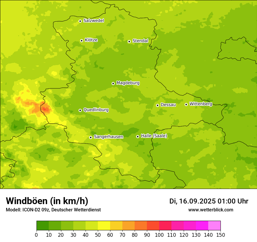 Modellkarten Windgeschwindigkeit