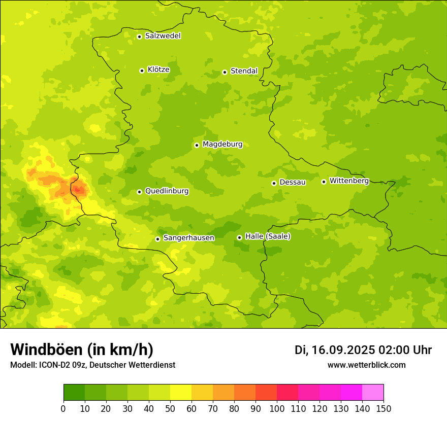 Modellkarten Windgeschwindigkeit