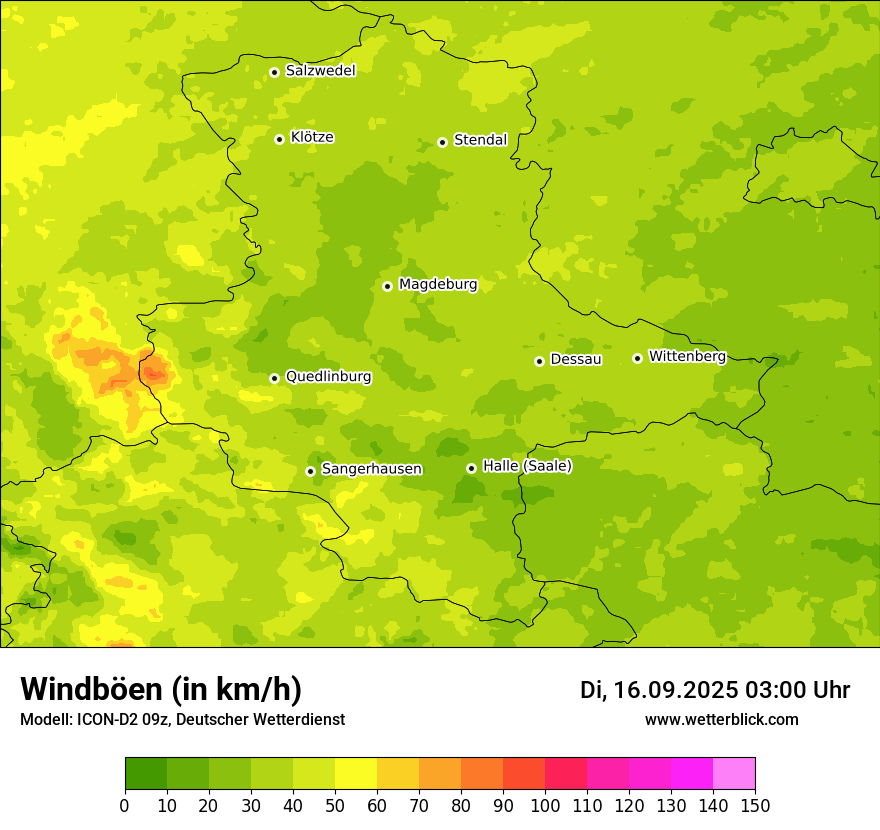 Modellkarten Windgeschwindigkeit
