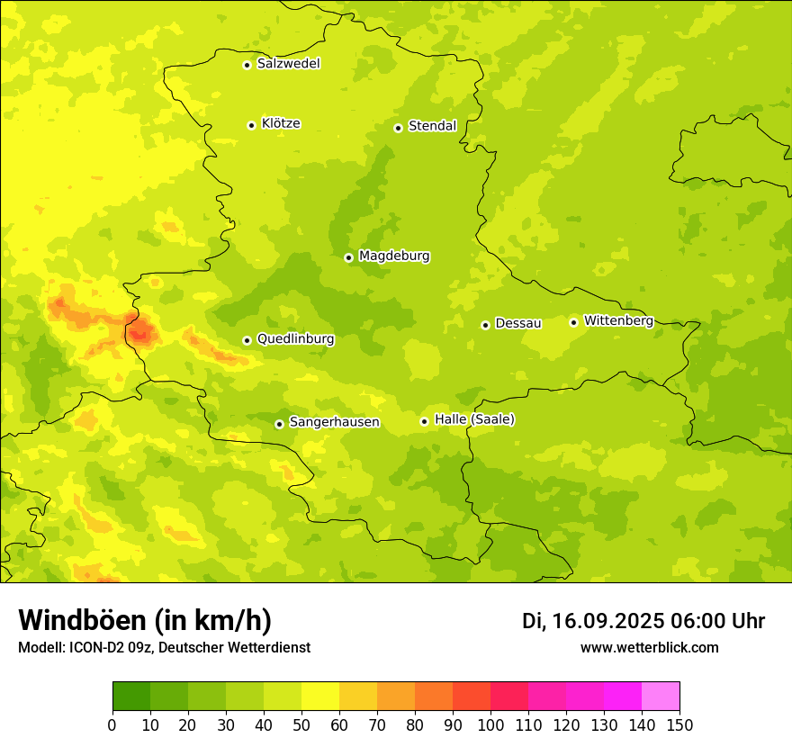 Modellkarten Windgeschwindigkeit