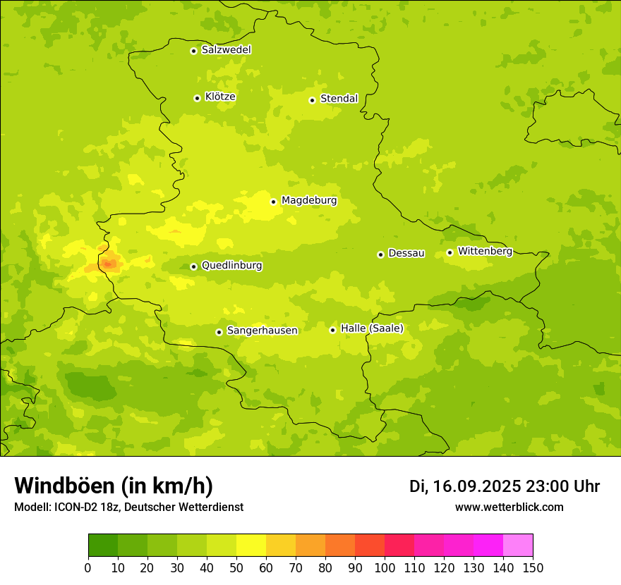 Modellkarten Windgeschwindigkeit