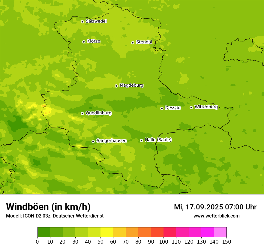 Modellkarten Windgeschwindigkeit