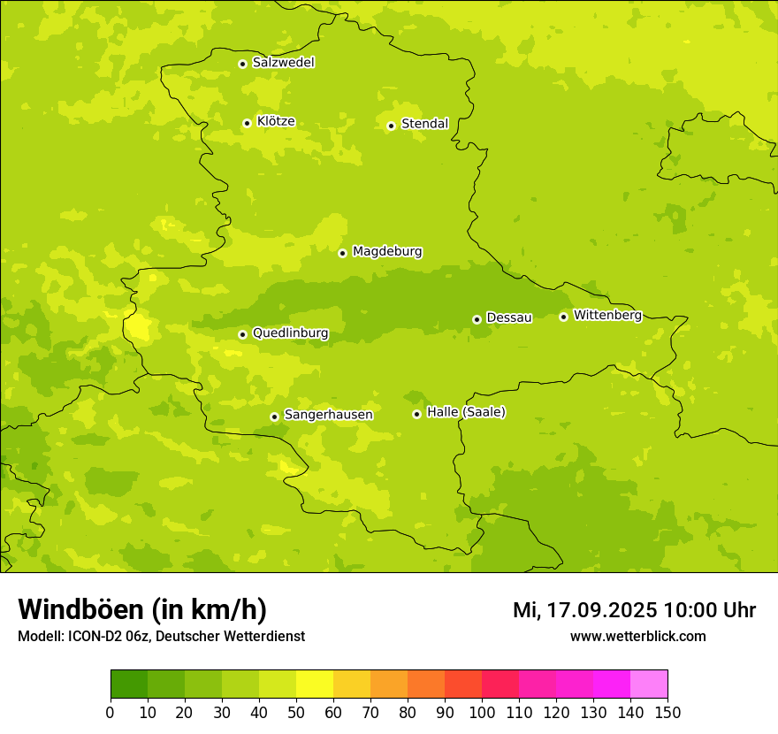 Modellkarten Windgeschwindigkeit