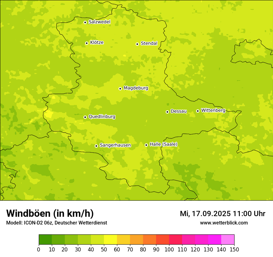 Modellkarten Windgeschwindigkeit
