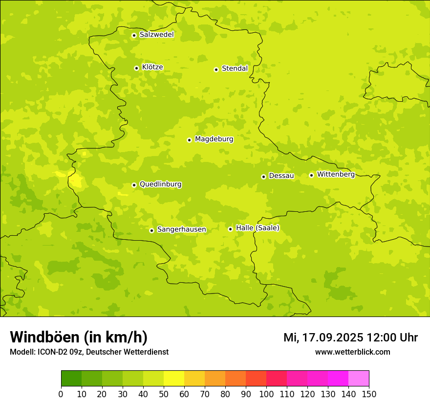 Modellkarten Windgeschwindigkeit