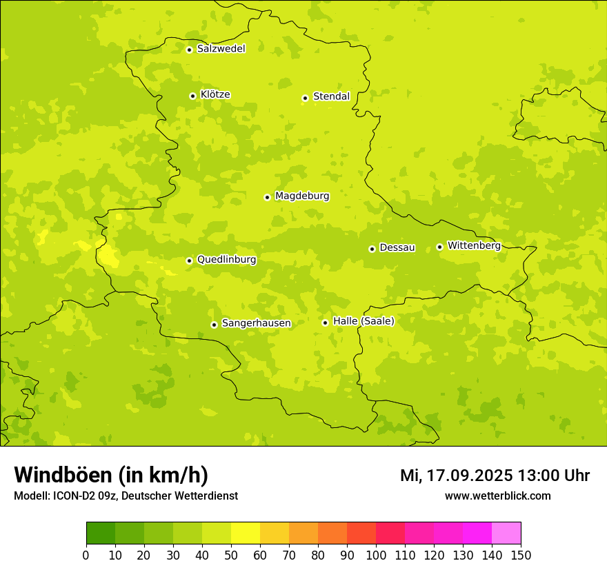 Modellkarten Windgeschwindigkeit