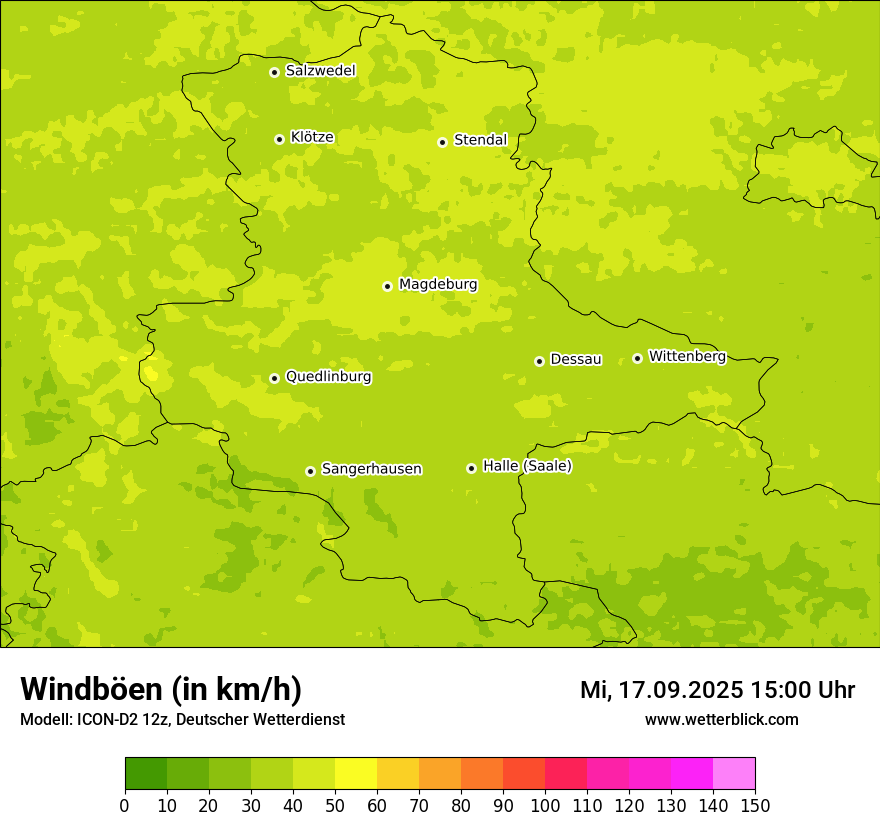 Modellkarten Windgeschwindigkeit