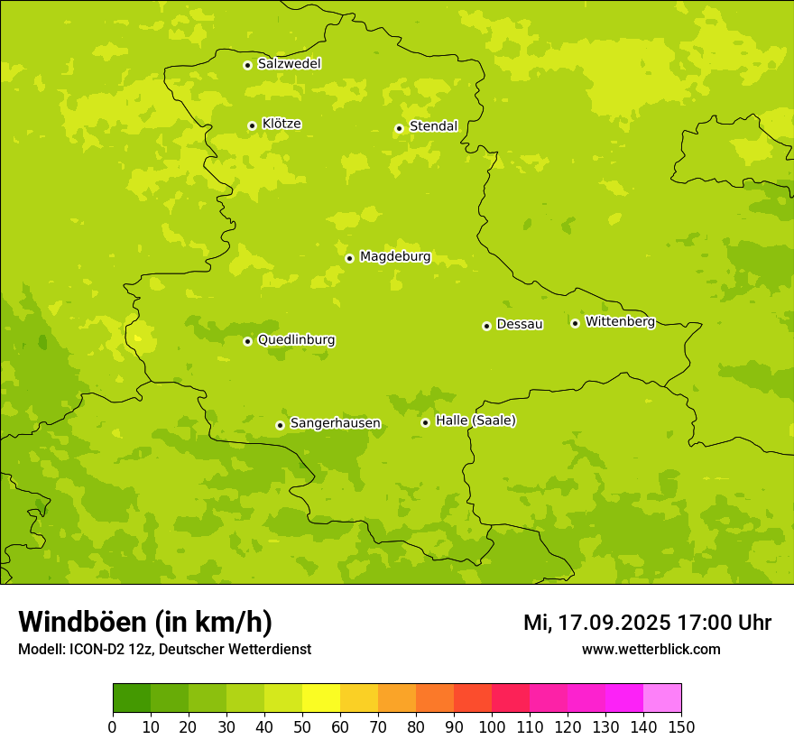 Modellkarten Windgeschwindigkeit