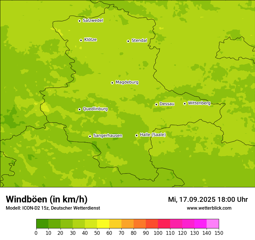 Modellkarten Windgeschwindigkeit
