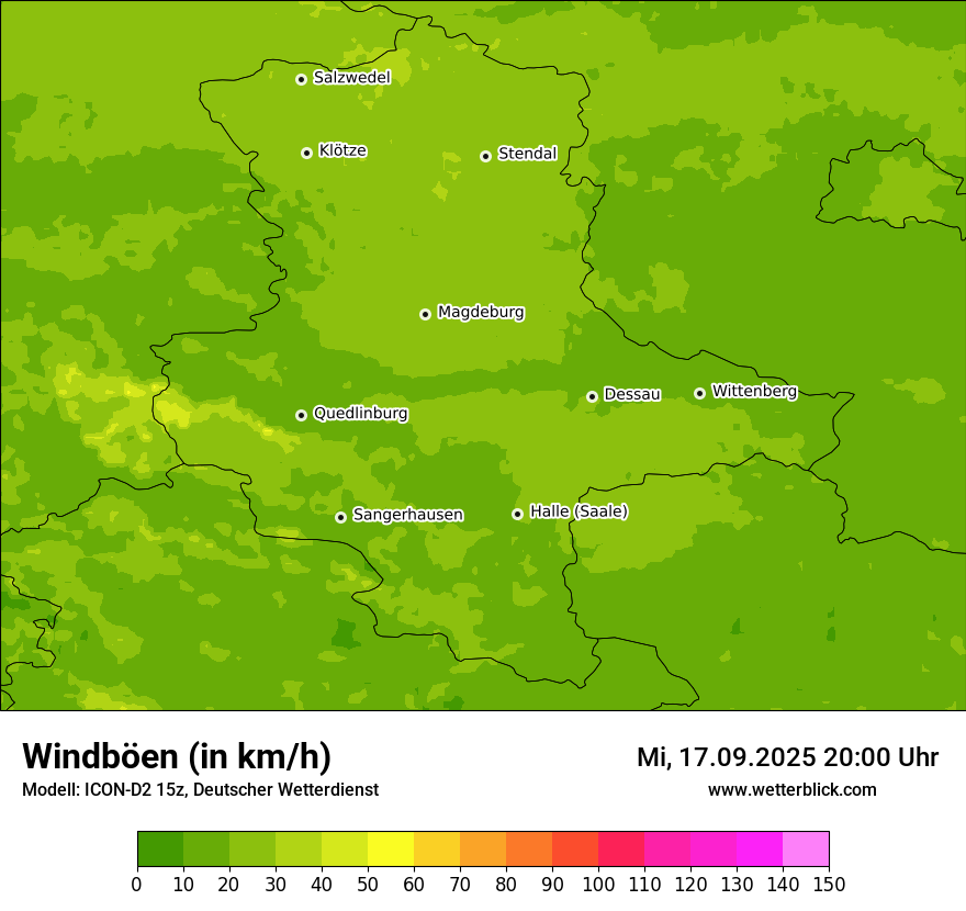 Modellkarten Windgeschwindigkeit