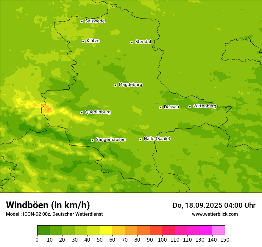 Modellkarten Windgeschwindigkeit