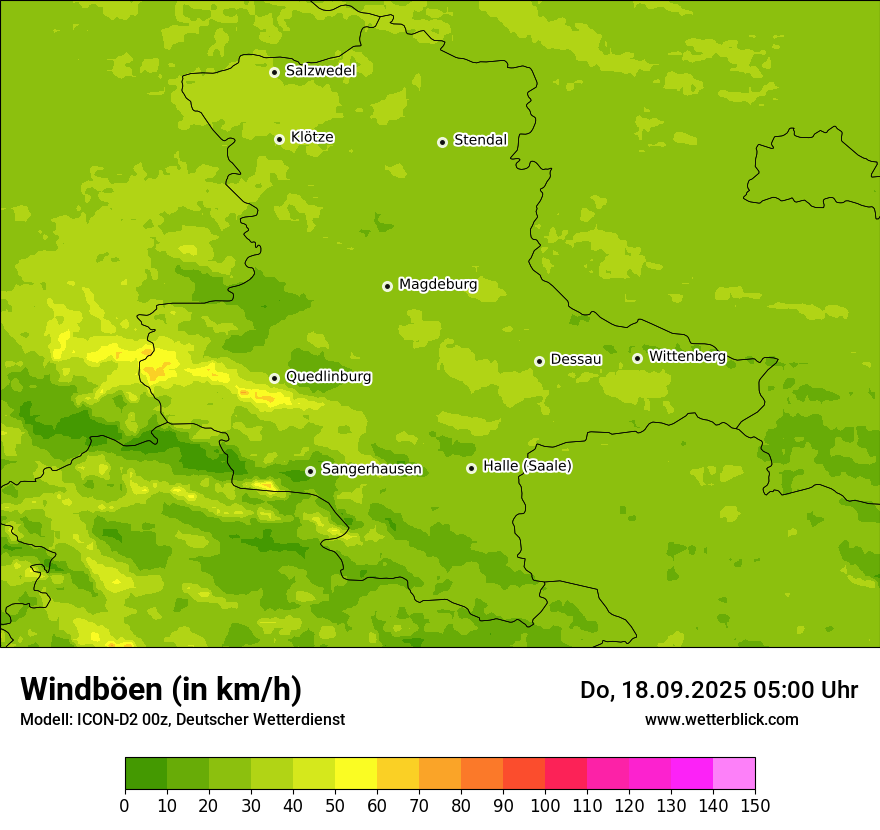 Modellkarten Windgeschwindigkeit