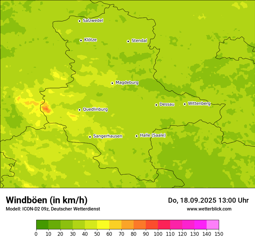 Modellkarten Windgeschwindigkeit