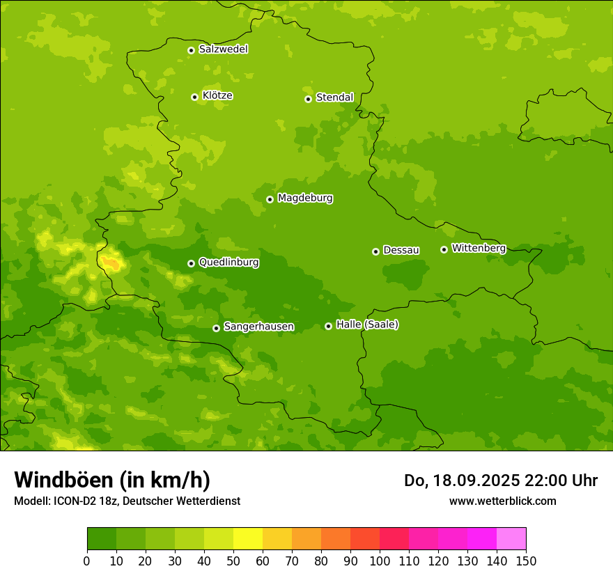 Modellkarten Windgeschwindigkeit
