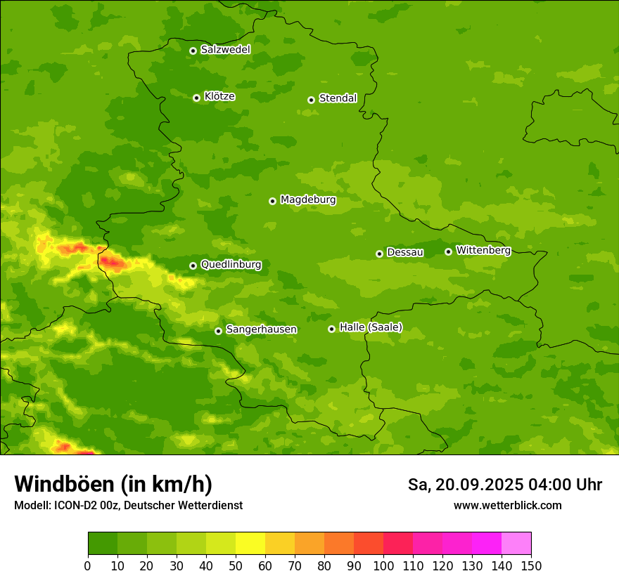Modellkarten Windgeschwindigkeit
