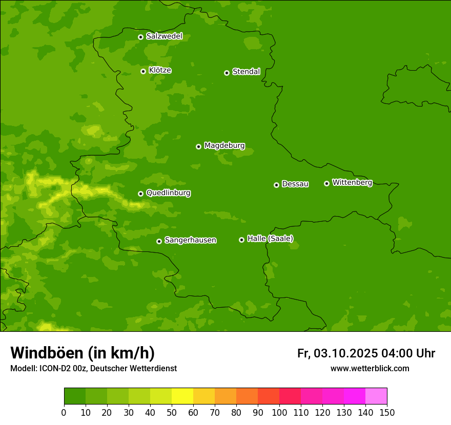 Modellkarten Windgeschwindigkeit
