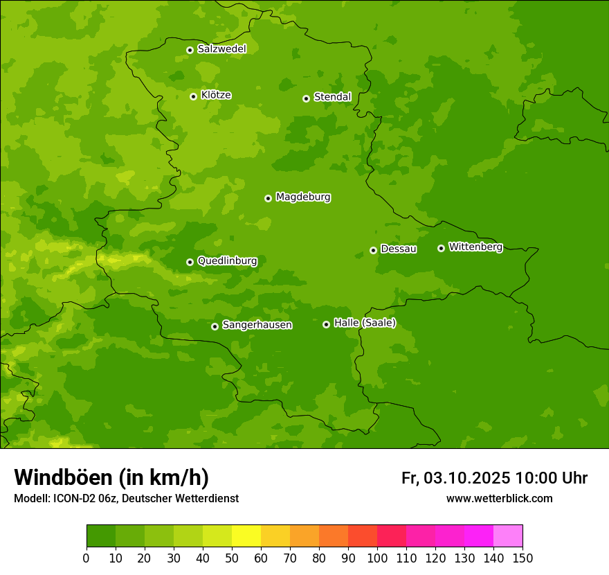 Modellkarten Windgeschwindigkeit