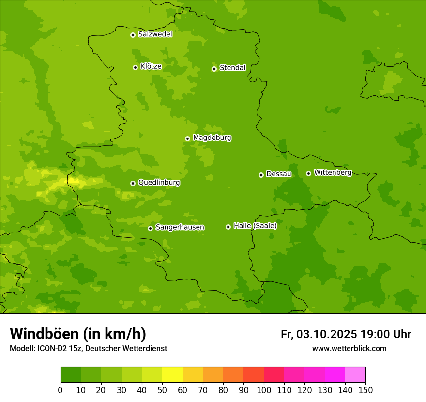Modellkarten Windgeschwindigkeit