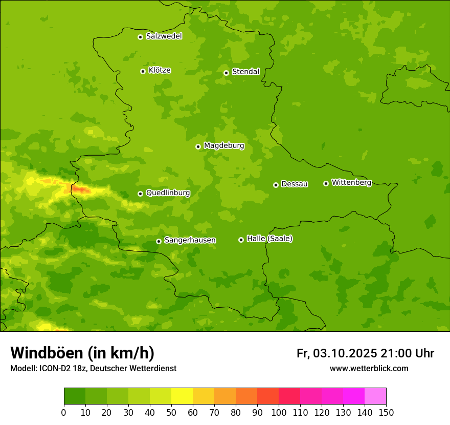 Modellkarten Windgeschwindigkeit