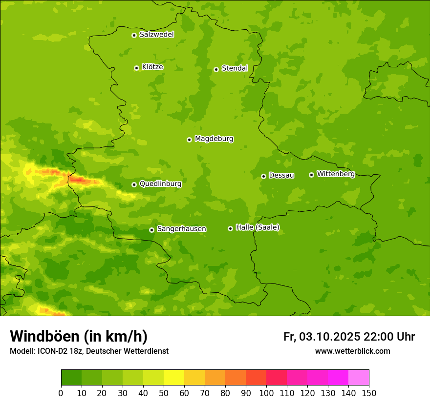Modellkarten Windgeschwindigkeit
