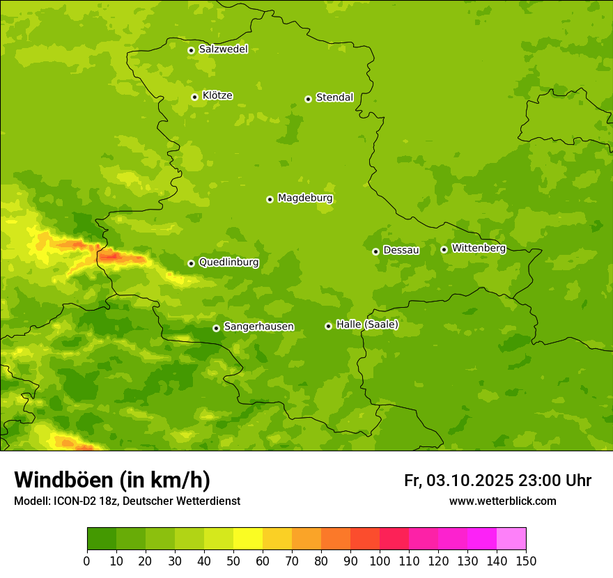 Modellkarten Windgeschwindigkeit