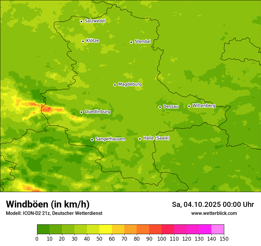 Modellkarten Windgeschwindigkeit