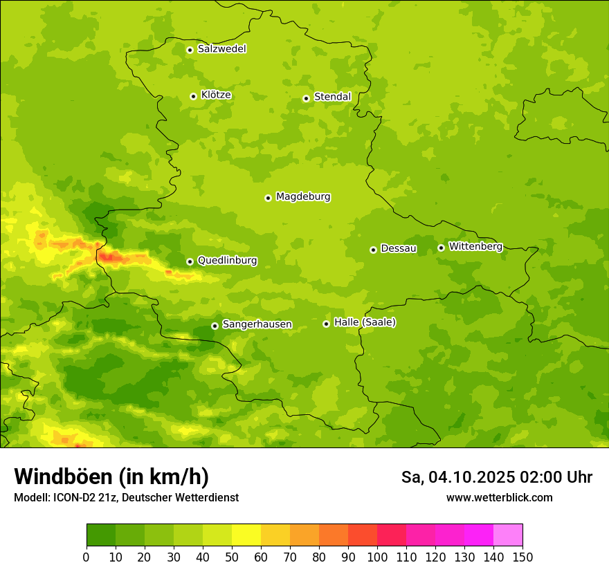 Modellkarten Windgeschwindigkeit