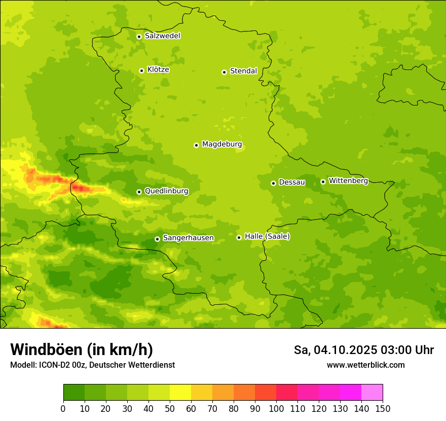Modellkarten Windgeschwindigkeit