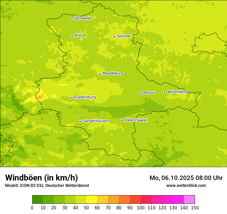 Modellkarten Windgeschwindigkeit
