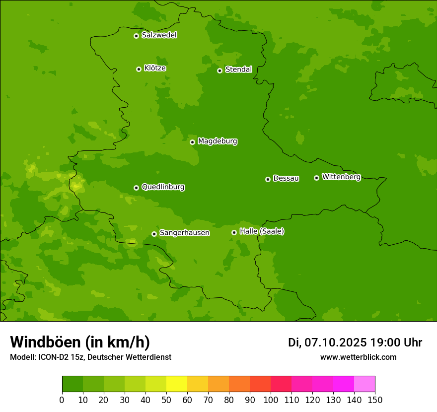 Modellkarten Windgeschwindigkeit